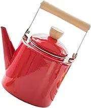 Luxshiny Enamel Tea Kettle Capacity Stovetop Teapot with Wooden Handle Portable and Lightweight Design for Home Hotel and Office Use for Coffee and Tea