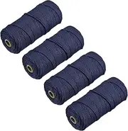 uxcell 4 Pcs Cotton Rope 4 Strand Twisted Braided Rope Cord, Deep Blue 100m/109 Yard 3mm Dia for Wall Hanging, Plant Hanger, Knitting, Macrame Knotting