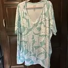 Croft & Barrow NWT Women’s 4X Teal Leaf Print Classic Tee Short Sleeve Shirt Top