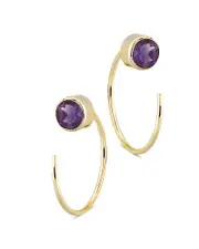 Bloomingdale's Fine Collection Amethyst Stud and Front Back Hoop Earrings in 14K Yellow Gold