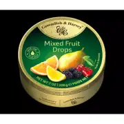 CAVENDISH & HARVEY MIXED FRUIT DROPS 200G NET PER TIN