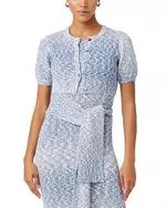 Toccin Christy Cropped Marled Knit Cardigan