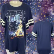 Star Wars Torrid Plus 5 Navy New Hope Graphic Crew Neck Half Sleeve Varsity Tee