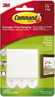 2 pks Command Medium Picture Hanging Strips. 3 pairs. 9 lbs. #98