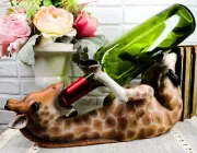 Ebros Safari Tall Drink Long Necked Giraffe Wine Bottle Holder Caddy Figurine