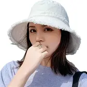 [Epsion] Women Sun Bucket Hat Cotton Hats Teens Girls Wide Brim Floppy Summer Beach Caps UPF