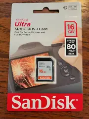 SanDisk Ultra 16 GB SD SDHC Memory Card NEW- RETAIL PACKAGING