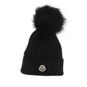 [Moncler] Moncler Ribbed Knit Pom-pom Beanie ONE SIZE BLACK