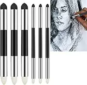 6 Pcs Artist Blending Sponge Pens Double Headed Washable Rubbing Sponge Brush Sketch Wipe Reusable Blending Stump Drawing Art Blenders for Artist Professional Highlight Detail Correcting Tool