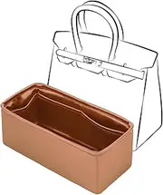 JLYZ Moon Birkin 30 Bag Insert, Purse Organizer Insert Compatible with Hermes Birkin Bag, Silk Bag Organizer for Birkin 30, Lightweight and Soft Touch (BK30, Gold)