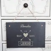 World's Greatest Girlfriend Personalised Slate Sign