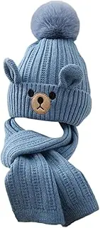 [Generic] Kids Winter Hat Scarf Set Knit Beanie Child Toddler Warm for Riding Climbing