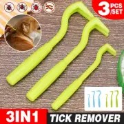3PCS Tick Removal Tool Set for Pets Dog Cat Cleaning Twist Hook AU Stock