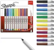 Sharpie 37175 Permanent Markers, Ultra Fine Point, Assorted Colours, 12 Count