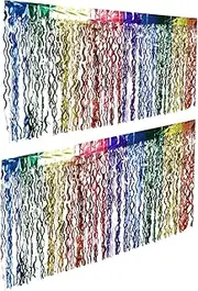 Ciieeo 2pcs Unicorn Tutu Table Skirt with Metallic Tinsel Fringe for Birthday Wedding Graduation Thanksgiving and Halloween Party Decorations Whimsical Rainbow Design