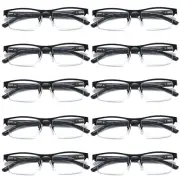 10 PK Mens Spring Hinge Blue Light Blocking Reading Glasses Half Frame Readers