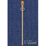 NOTEBOOK: REALISTIC FABRIC JEANS GOLDEN ZIPPER NOTEBOOK JOURNAL WITH BLUE BACKGROUND, 6