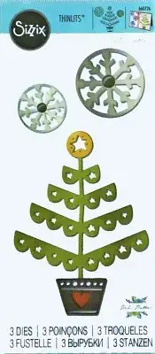 Christmas Tree & Snowflakes Sizzix Thinlits Thin Metal Die Set 660726 NEW!