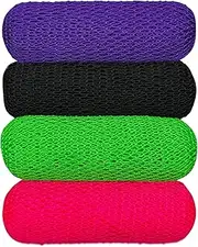 Authentic African Exfoliating Bath Net Sponges - 4 Pack, Assorted Colors, Long Sponge Natural Body Exfoliator, Shower Bath Accessories, Dead Skin Remover (Purple, Black, Pink, Green)