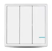 1x Wireless 3 Gang Smart Wall Switch, Triple Button Sensor, LED Light White IP54