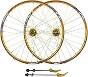 Road Bike Wheelset 26Inch Road Bike Wheelset Disc Brake Front Wheels Rear Quick Release Double Wall Alloy Rim 7-10 Speed，Bicycle Bike Wheel Set(Gold)