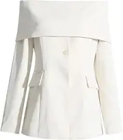 [Zadaos] Women Blazer Off Shoulder Slash Neck Single Buttons Full Sleeve Suit Coat Ladies Suit Jacket