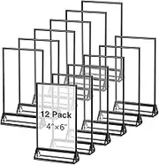 FairySandy 12 Pack Clear Acrylic Table Number Frames Sign Holders with Vertical Stands and Borders Weddings Display Picture Frames Table Numbers(4 x 6 Inch)