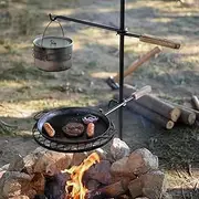 AVOFOREST Swivel Campfire Grill Grate Heavy Duty Camping Grill 360° Adjustable Over Fire Pit Grill for Outdoor Barbecue Camping Garden Dinner - 48" Rustproof Long Stakes