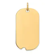 14k Yellow Gold Plain .009 Gauge Engraveable Dog Tag w/Notch Disc Charm