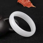 [SMDSAZ] Natural White Jade Bangle 68mm Big Bracelet for Women Jewelry Jades Stone Large Bangles Bracelets (Gem Color : 65-66mm)