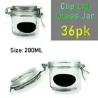36x Mini Glass Jar 200ML Air Tight Clip Lid Kitchen Food Storage Container Jars