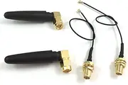 2.4ghz WiFi Antenna 2dbi SMA Male (Pin) Connector with Mini PCI U.FL to SMA Female WiFi Pigtail RF1.13 Cable 15cm(Pack of 2)