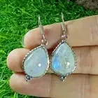 Rainbow Moonstone Silver Earring 925 Sterling Silver Handmade Moonstone Earrings