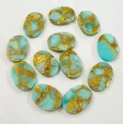 100% Natural Amazonite Copper Flat Oval Shape Cabochon Coin Gemstones Jewelry