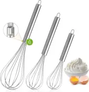 Stainless Steel Wire Whisk Set - 3 Packs Balloon Whisk, Thick Wire Wisk ＆ Strong