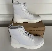 Dr. Martens Combs Tech AW004 Womens Size US 8 White Lace Up Utility Combat Boots