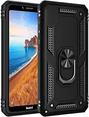 [TiHen] Compatible for Case Xiaomi Redmi Note 8 Pro, Magnetic Ring Holder 360°Full Body Protective Silicone Personalised Tough Armor Phone Case with Screen Protector-Black