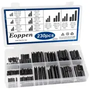 230Pcs SAE Roll Pin Assortment Set - Slotted Spring Pins Steel 230Pcs, black