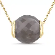 16.79 ctw Special Cut Grey Moonstone Slide Pendant in 14K Yellow Gold-Plated