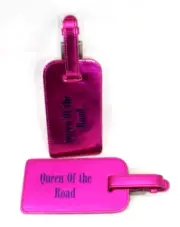 Luggage Tag Set of Two with Buckle Atttachment Queen Of the Road Pink