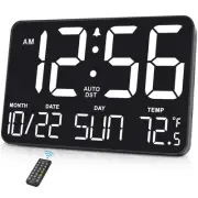 Large Display Digital Wall Calendar Clock with Date Day of Week, Alarm Clock ...