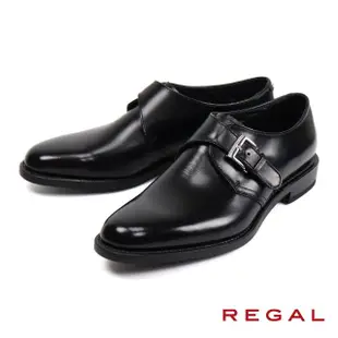 【REGAL】日系紳士素面簡約單扣孟克鞋 黑色(17BL-BL)