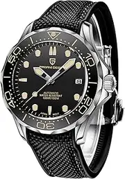 Pagani Design 007-Model Automatic Diving Watches for Men Japan Movement, Stainless Steel Band, Rotating Ceramic Bezel, Sapphire Domed Mirror, Waterproof Mechancial Self Winding Wrist Watch