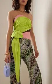 [Halpern] Draped Asymmetric Bustier Top
