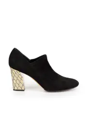 Black Suede Scale Accent Heels