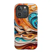 For iPhone 15 Pro Tough Case Compatible with MagSafe Swirling Gold
