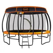New 14ft Trampoline Free Safety Net Spring Rainbow Pad Roof Mat Ladder Basketball - Orange