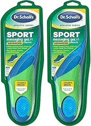 [Dr. Scholl's] Dr. Scholl’s SPORT Insoles (Pack of 2) // Superior Shock Absorption and Arch Support to Reduce Muscle Fatigue and Stress on Lower Body Joints (for Men's 8-14, also available for Women's 6-10)