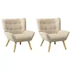 Oikiture 2x Armchair Accent Chairs Sofa Lounge Fabric Upholstered Tub Beige