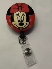 Minnie Mouse Retractable Badge Reel Name ID Holder Brand New Handmade